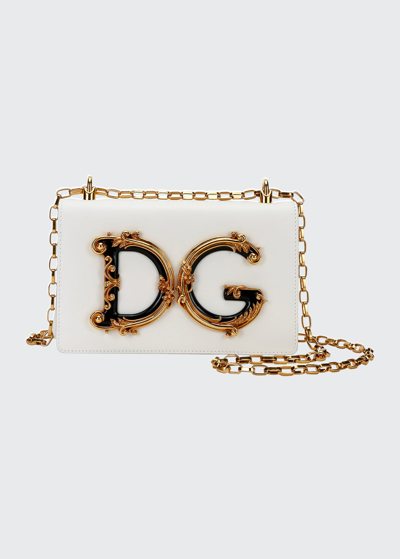 Shop Dolce & Gabbana Baroque Small Leather Crossbody Bag In White