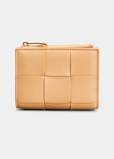 Shop Bottega Veneta Intrecciato Leather Fold Wallet In Almond