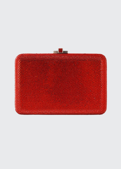 Shop Judith Leiber Slim Slide Crystal Evening Clutch Bag In Red