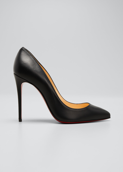 Shop Christian Louboutin Pigalle Follies Leather 100mm Red Sole High-heel Pumps, Black