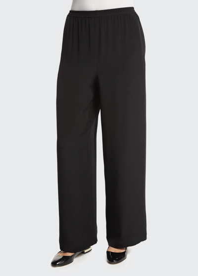 Shop Eskandar Flared Wide-leg Silk Trousers In Black