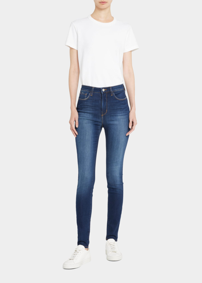 Shop L Agence Marguerite High-rise Ankle Skinny Jeans In Baltic