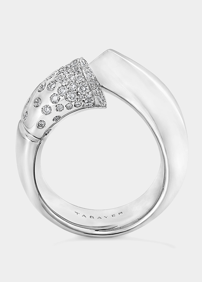 Shop Tabayer 18k Fairmined White Gold Large Oera Ring With Diamonds