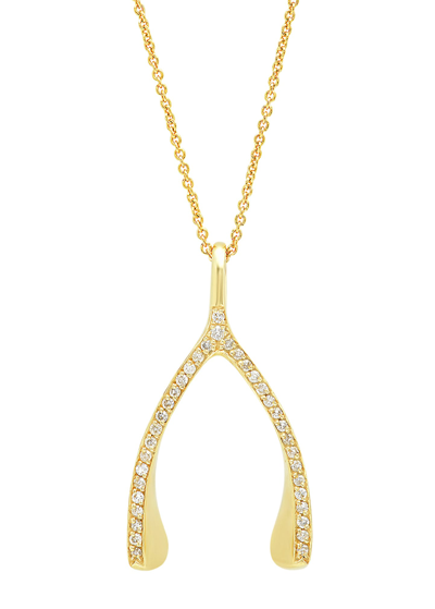Shop Jennifer Meyer 18k Yellow Gold Diamond Wishbone Necklace