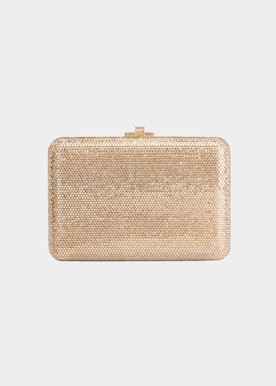 Judith Leiber Slim Slide Crystal Evening Clutch Bag In Champagne Multi