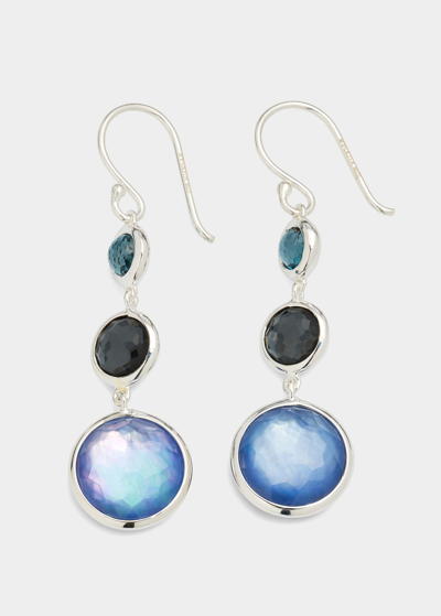 Shop Ippolita Lollitini 3-stone Drop Earrings In Sterling Silver In Eclipse