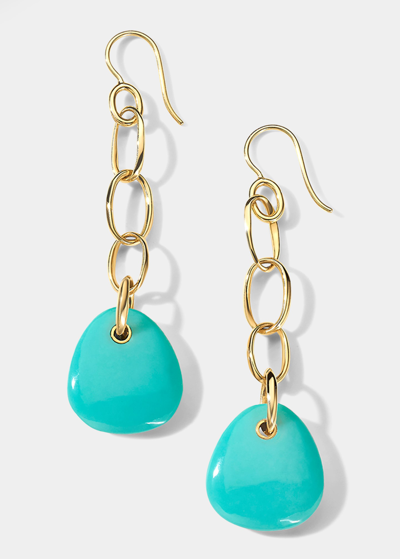 Shop Ippolita Pebble Chain Drop Earrings In 18k Gold In Turquoise