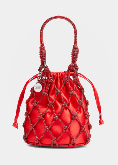 Shop Judith Leiber Sparkle Crystal Net Top-handle Bag In Red