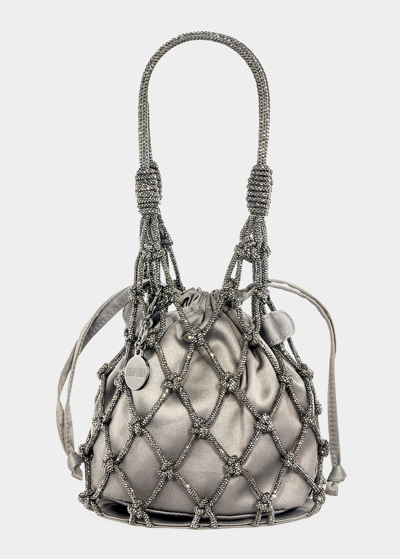 Shop Judith Leiber Sparkle Crystal Net Top-handle Bag In Gray