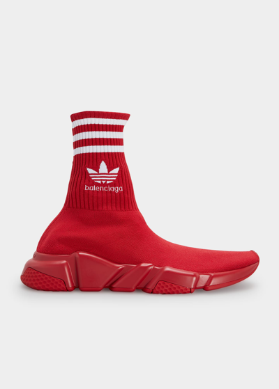 Shop Balenciaga X Adidas Speed Sock Sneakers In Red Wht Logo