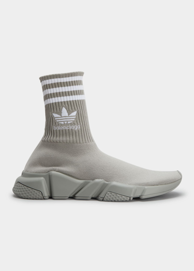 Shop Balenciaga X Adidas Speed Sock Sneakers In Bal Grey Wht Logo