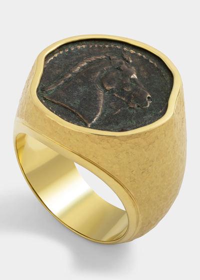 Shop Jorge Adeler Men's 18k Yellow Gold Carthage Horse Coin Ring