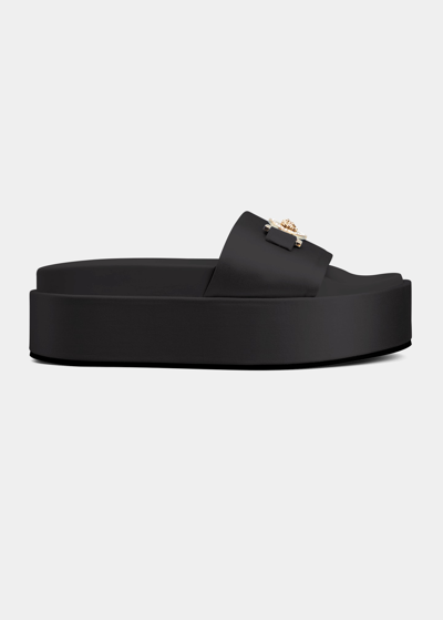Shop Versace Medusa Chain Platform Slide Sandals In Black  Gol