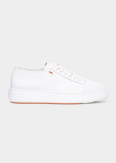 Shop Santoni Anginal Low-top Leather Sneakers In White