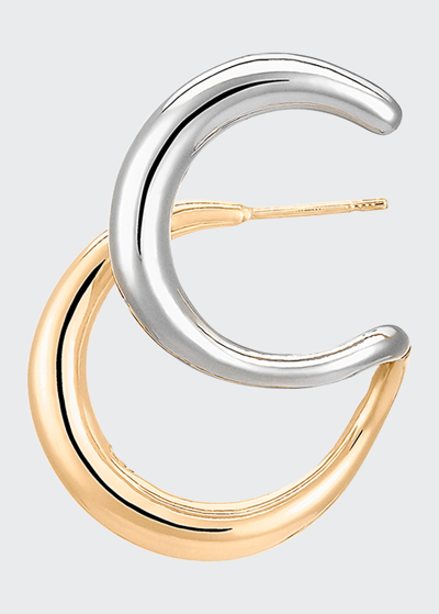 Shop Charlotte Chesnais Curl Double Huggie Earring In Bicolor Gold And Silver, Single In Multi