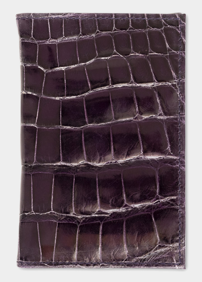 Shop Abas Men's Glazed Alligator Leather Bifold Card Case In Plum