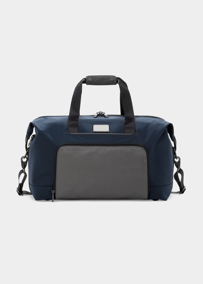 Shop Tumi Alpha 3 Double Expansion Satchel In Navy/grey