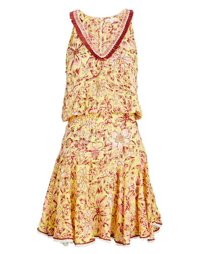 Shop Poupette St Barth Agathe Lace-trimmed Voile Mini Dress In Multi