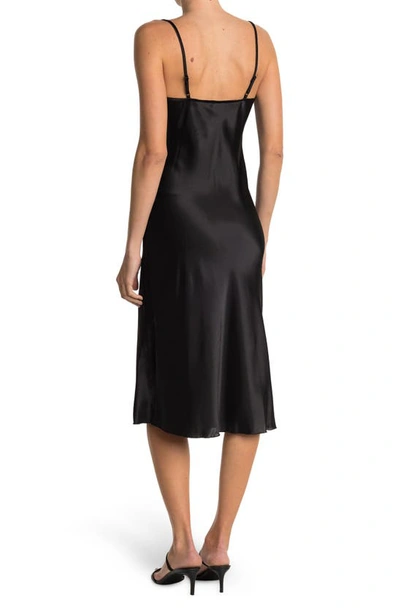 Bebe Satin Cowl Neck Slip Midi Dress In Black