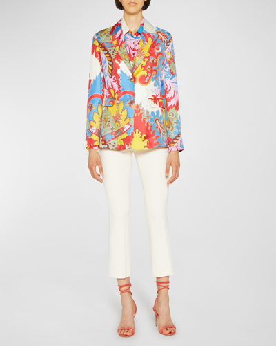 Shop Etro Blooming Paisley Jacquard Blazer Jacket In Red