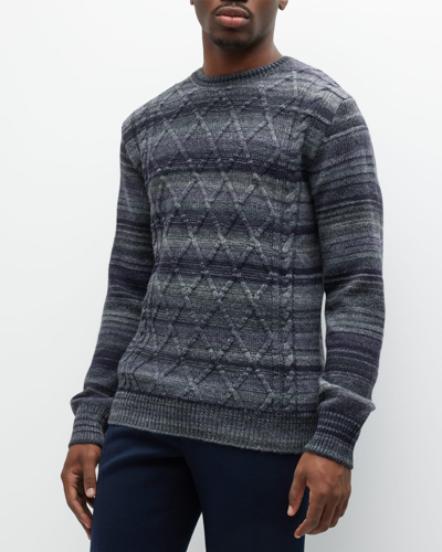 Shop Bugatchi Men's Striped Wool-blend Knit Sweater In Air-blue