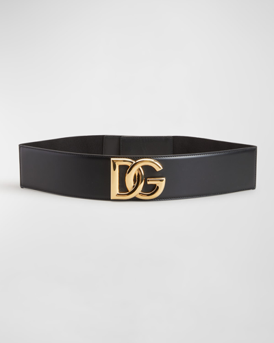 DOLCE & GABBANA: belt in stretch fabric with monogram buckle