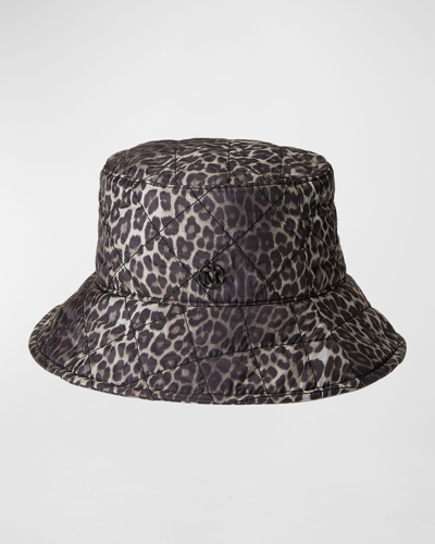 Shop Maison Michel Angele Leopard Print Bucket Hat In Multi
