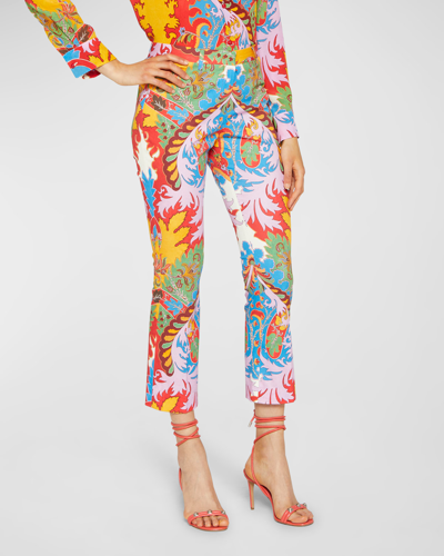 Shop Etro Blooming Paisley Jacquard Cigarette Pants In Red