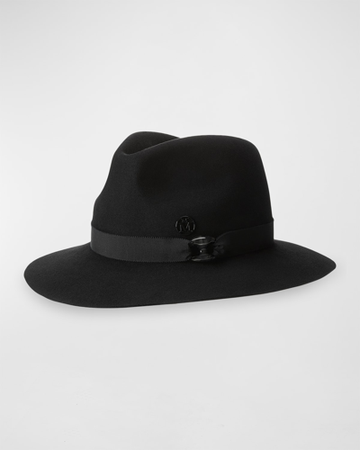 Shop Maison Michel Rico Wool-blend Fedora Hat In Black