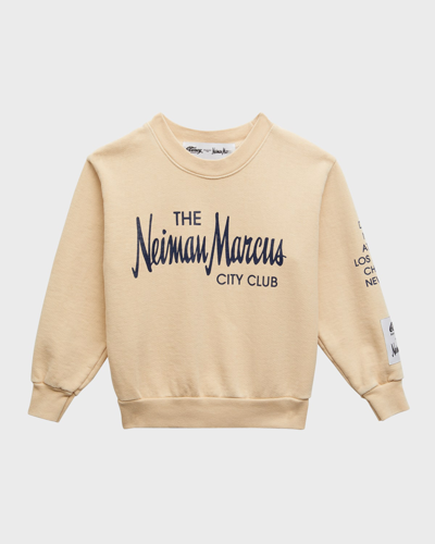 Shop Cloney Kid's Neiman Marcus City Club Graphic Sweatshirt In Cream