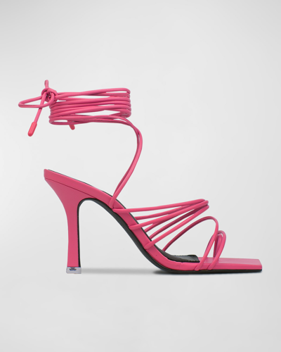Shop Black Suede Studio Luisa Strappy Ankle-wrap Sandals In Pink Y Buf. Leath