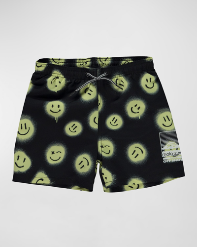 Shop Molo Boy's Niko Swim Shorts In Happy Sunny