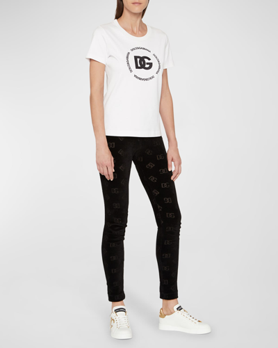 Shop Dolce & Gabbana Interlock Jersey T-shirt With Dg Logo Embroidery In White