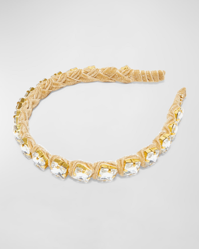 Shop Lele Sadoughi Square Embellished Strand Headband In Gold