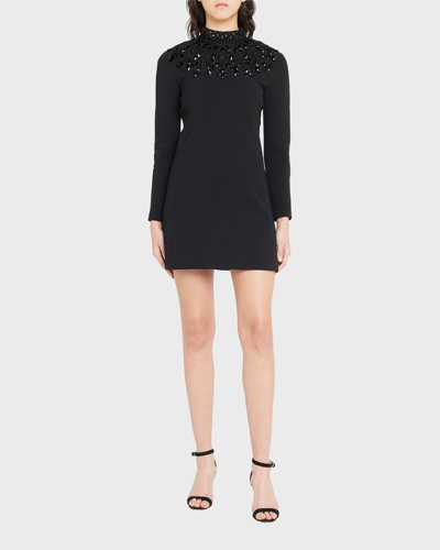 Shop Carolina Herrera Embroidered Mini Dress In Black Multi