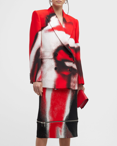 Shop Alexander Mcqueen Printed Boxy Cady Jacket In Redwhite