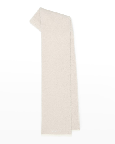Shop Jacquemus L Echarpe Neve Two-tone Border Scarf In Off White
