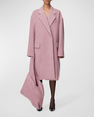 Shop Another Tomorrow Oversized Double-breasted Recycled Wool Coat In Orchid