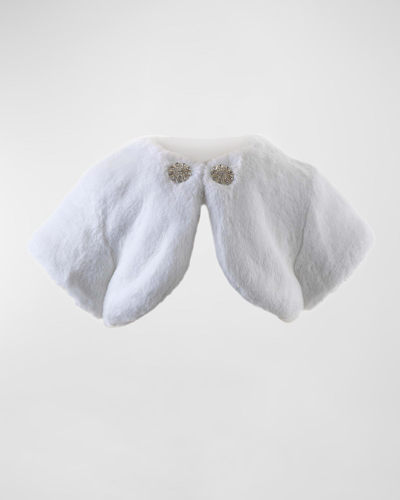 Rachel Riley Girl's Diamante Faux Fur Bolero In Ivory