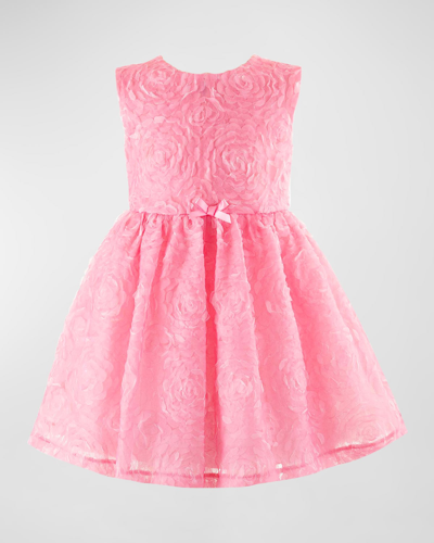 Rachel Riley Girl's Rosette Applique Tulle Dress In Pink