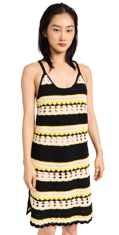 Shop Ganni Crochet Cover Up Slip Dress Golden Kiwi Xl