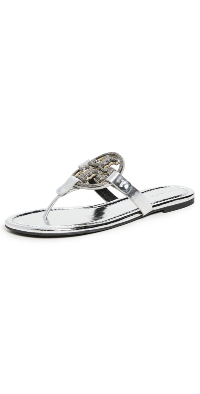 Shop Tory Burch Miller Pave Sandals Silver