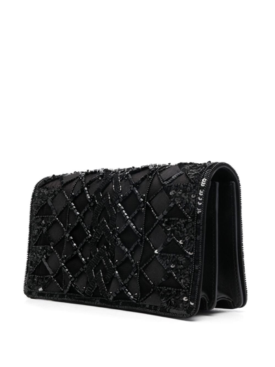 Shop Alberta Ferretti Bead And Sequin Embellished Shoulder Bag In Black