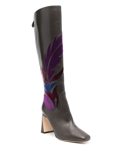 Shop Alberta Ferretti 80mm Holographic Knee-high Boots In Grey