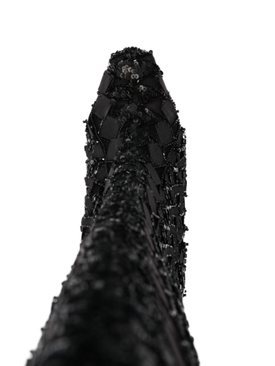 Shop Alberta Ferretti Embellished 80mm Knee-high Boots In Black