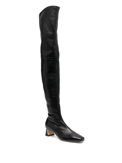 Shop Alberta Ferretti 45mm Leather Thigh-high Boots In Black