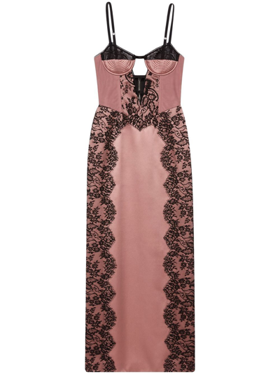 Shop Gucci Lace-trimmed Bustier-style Dress In Pink