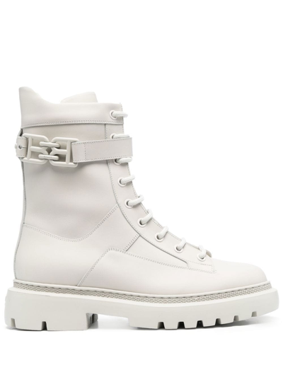 Bally Gioele Leather Ankle Boots In White