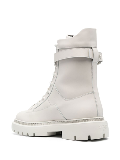 Bally Gioele Leather Ankle Boots In White
