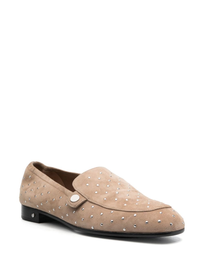 Shop Laurence Dacade Rhinestone-embellished Suede Loafers In Neutrals